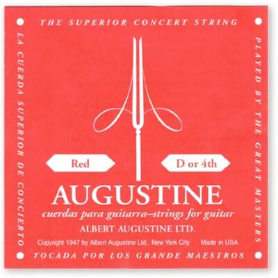Augustine Cuerdas para Guitarra Clásica, Rojo, Re4, Tensión Medio Augustine Cuerdas para Guitarra Clásica, Rojo, Re4, Tensión Medio