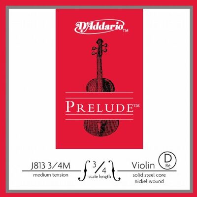 D'Addario Prelude Cuerda para violín individual D, escala 3/4, tensión media, paquete de 10 D'Addario Prelude Cuerda para violín individual D, escala 3/4, tensión media, paquete de 10