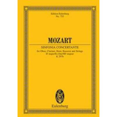 Schott Sinfonia Concertante Eb Major KV 297b Poche (Edition Eulenburg): KV 297b / KV Anh. I Nr. 9. oboe, clarinet, horn, bassoon and strings. Partition d'étude. Schott Sinfonia Concertante Eb Major KV 297b Poche (Edition Eulenburg): KV 297b / KV Anh. I Nr. 9. oboe, clarinet, horn, bassoon and strings. Partition d'étude.