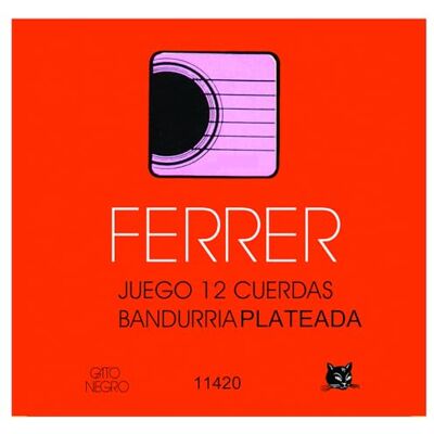 Gato Negro Juego de cuerdas para bandurria 12 cdas acero plateado Ferrer. . Fabricado artesanalmente en España desde 1868. Gato Negro Juego de cuerdas para bandurria 12 cdas acero plateado Ferrer. . Fabricado artesanalmente en España desde 1868.
