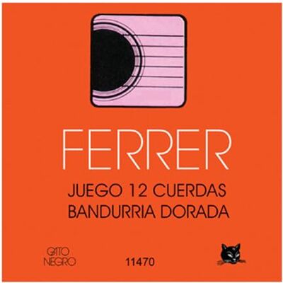 Gato Negro Ferrer Juego de Cuerdas para Bandurria 12 Cuerdas Doradas, Acero al Carbono con Entorchado Latón Dorado, Fabricado Artesanalmente en España desde 1868 Gato Negro Ferrer Juego de Cuerdas para Bandurria 12 Cuerdas Doradas, Acero al Carbono con Entorchado Latón Dorado, Fabricado Artesanalmente en España desde 1868