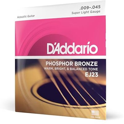 D'Addario Cuerdas Guitarra Acústica Bronce Fosforado Super Light 9-45 D'Addario Cuerdas Guitarra Acústica Bronce Fosforado Super Light 9-45