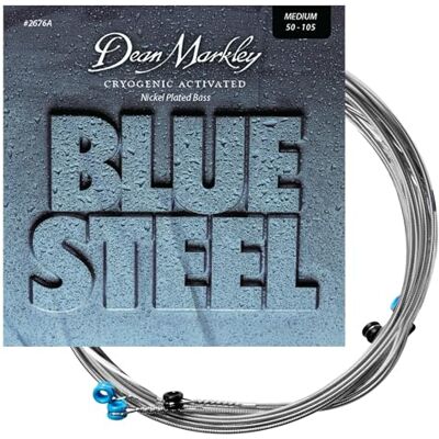 Dean Markley 2676 A NPS de graves cuerdas para guitarra de acero, color azul, resistencia media, 4 cuerdas, 50 – 105 Dean Markley 2676 A NPS de graves cuerdas para guitarra de acero, color azul, resistencia media, 4 cuerdas, 50 – 105