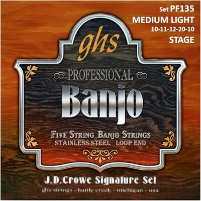 GHS Strings GHS PF 135 Banjo J.D. Crowe suave Acero Inoxidable 5-cuerdas (lazo) GHS Strings GHS PF 135 Banjo J.D. Crowe suave Acero Inoxidable 5-cuerdas (lazo)