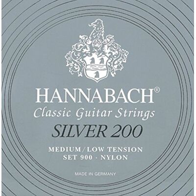 Hannabach Cuerdas de guitarra clásica Serie 900 medium-low tension Silver 200 ejecución de 3 cuerdas graves 9007MLT Hannabach Cuerdas de guitarra clásica Serie 900 medium-low tension Silver 200 ejecución de 3 cuerdas graves 9007MLT