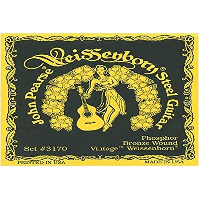 John Pearse Strings® L para guitarra de acero Weissenborn® Bronce fosforoso Vintage Weissenborn® Luz personalizada John Pearse Strings® L para guitarra de acero Weissenborn® Bronce fosforoso Vintage Weissenborn® Luz personalizada
