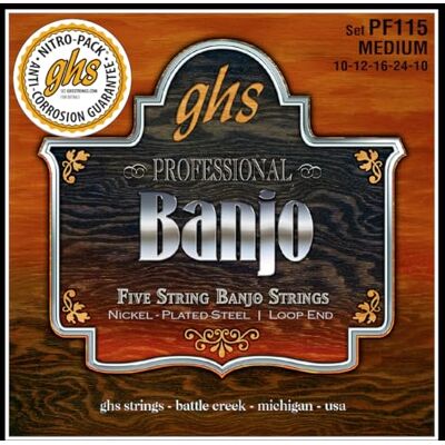 GHS Strings GHS pf115 5S Banjo Nickel Plated Steel Loop End Cuerdas GHS Strings GHS pf115 5S Banjo Nickel Plated Steel Loop End Cuerdas