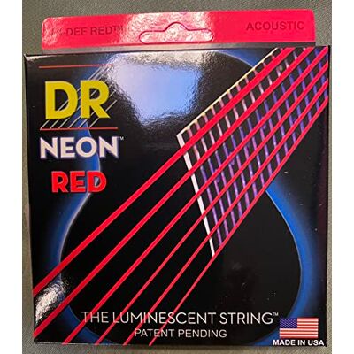 DR Strings DR HiDef Red Neon Acoustic 012", 016", 024", 032", 042" y 054" (brilla en la oscuridad) DR Strings DR HiDef Red Neon Acoustic 012", 016", 024", 032", 042" y 054" (brilla en la oscuridad)