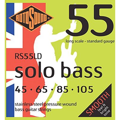 Rotosound Cuerdas para bajo eléctrico SOLO 55 STAINLESS PRESSURE WOUND 4-Cuerdas Standard 45-105 Rotosound Cuerdas para bajo eléctrico SOLO 55 STAINLESS PRESSURE WOUND 4-Cuerdas Standard 45-105