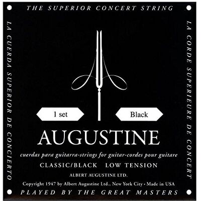 Augustine Cuerdas de guitarra clásicas de nailon negro Baja tensión Augustine Cuerdas de guitarra clásicas de nailon negro Baja tensión