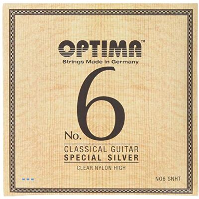 Optima Juego de cuerdas para guitarra clásica n.º 6 especial nailon plateado alto Optima Juego de cuerdas para guitarra clásica n.º 6 especial nailon plateado alto