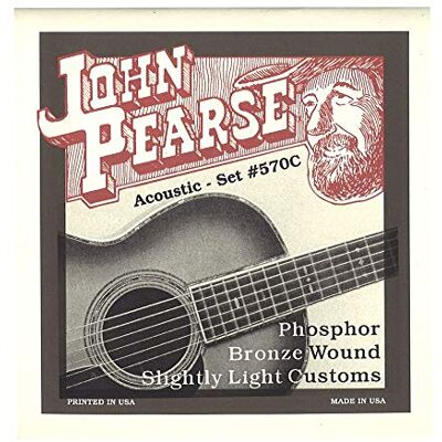 John Pearse Strings Strings C para guitarra acústica herida de bronce de fósforo calibre ligeramente ligero aduana 11-52 John Pearse Strings Strings C para guitarra acústica herida de bronce de fósforo calibre ligeramente ligero aduana 11-52