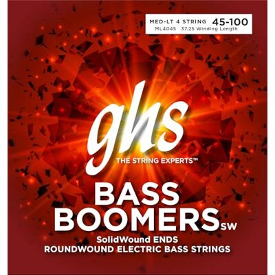 GHS Strings GHS Juego de cuerdas de bajo de 4 cuerdas Bass Boomers, extremos de entorchado sólido, calibre ligero medio 45-100 () GHS Strings GHS Juego de cuerdas de bajo de 4 cuerdas Bass Boomers, extremos de entorchado sólido, calibre ligero medio 45-100 ()