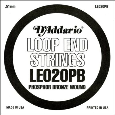 D'Addario , cuerda individual de bronce fosforado con terminación de lazo, .020 D'Addario , cuerda individual de bronce fosforado con terminación de lazo, .020