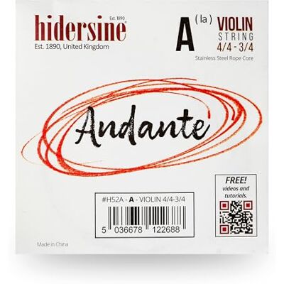 Hidersine Andante Series Cuerda individual A para violines de tamaño 4/4 La cuerda de acero se siente fácil de tocar, gran tono y gran valor, perfecta para estudiantes Hidersine Andante Series Cuerda individual A para violines de tamaño 4/4 La cuerda de acero se siente fácil de tocar, gran tono y gran valor, perfecta para estudiantes