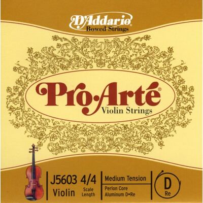 D'Addario Pro-Arte Cuerda para violín individual D, escala 4/4, tensión media, paquete de 10 D'Addario Pro-Arte Cuerda para violín individual D, escala 4/4, tensión media, paquete de 10