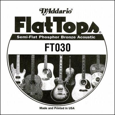 D'Addario , cuerda individual semiplana de bronce fosforado para guitarra acústica, .030 D'Addario , cuerda individual semiplana de bronce fosforado para guitarra acústica, .030