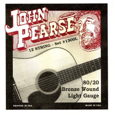 John Pearse Juego de cuerdas para guitarra de bronce, 12 cuerdas John Pearse Juego de cuerdas para guitarra de bronce, 12 cuerdas