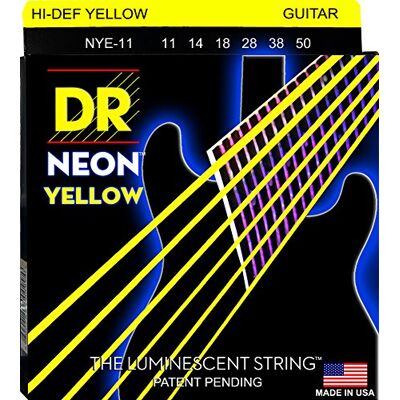 DR Strings 11-50 NEON-Juego de cuerdas para guitarra eléctrica, color amarillo DR Strings 11-50 NEON-Juego de cuerdas para guitarra eléctrica, color amarillo