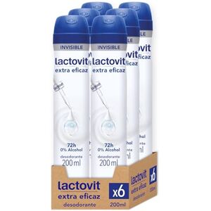 Lactovit Desodorante en Spray Extra Eficaz, Máxima Protección 72 Horas, sin Alcohol ni Irritaciones, Desodorante Invisible, Equilibrio Óptimo entre Eficacia y Cuidado- Pack de 6 x 200 ml Lactovit Desodorante en Spray Extra Eficaz, Máxima Protección 72 Horas, sin Alcohol ni Irritaciones, Desodorante Invisible, Equilibrio Óptimo entre Eficacia y Cuidado- Pack de 6 x 200 ml