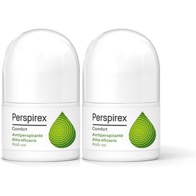 PERSPIREX ® Comfort Desodorante Antitranspirante Axilas Roll on para pieles delicadas con efecto anti sudor duradero hasta 3 días Controla el sudor y el olor cuidando tu piel Pack de 2-40 Ml PERSPIREX ® Comfort Desodorante Antitranspirante Axilas Roll on para pieles delicadas con efecto anti sudor duradero hasta 3 días Controla el sudor y el olor cuidando tu piel Pack de 2-40 Ml