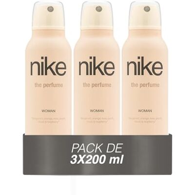 Nike The Perfume Woman Pack de 3 x 200 ml, Desodorante Mujer Spray, Desodorante Antimanchas para Todo Tipo de Piel, 0% Sales de Aluminio, de Larga Duración, Fragancia Oriental Vainilla Nike The Perfume Woman Pack de 3 x 200 ml, Desodorante Mujer Spray, Desodorante Antimanchas para Todo Tipo de Piel, 0% Sales de Aluminio, de Larga Duración, Fragancia Oriental Vainilla