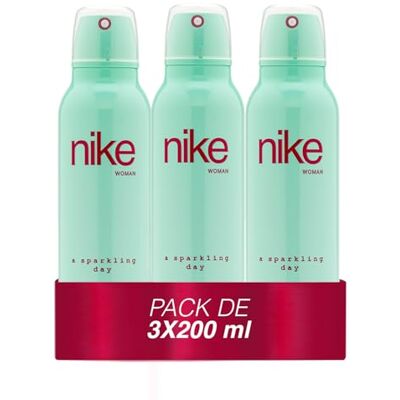 Nike A Sparkling Day Pack de 3 x 200 ml, Desodorante Mujer Spray, Desodorante Antimanchas para Todo Tipo de Piel, 0% Sales de Aluminio, Larga Duración, Fragancia Floral Oriental Nike A Sparkling Day Pack de 3 x 200 ml, Desodorante Mujer Spray, Desodorante Antimanchas para Todo Tipo de Piel, 0% Sales de Aluminio, Larga Duración, Fragancia Floral Oriental