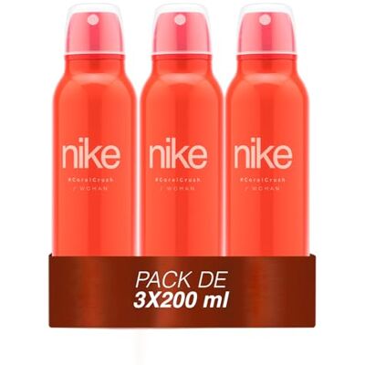 Nike Coral Crush Pack de 3 x 200 ml, Desodorante Mujer Spray, Desodorante Antimanchas para Todo Tipo de Piel, 0% Sales de Aluminio, de Larga Duración, Fragancia Floral Afrutada Nike Coral Crush Pack de 3 x 200 ml, Desodorante Mujer Spray, Desodorante Antimanchas para Todo Tipo de Piel, 0% Sales de Aluminio, de Larga Duración, Fragancia Floral Afrutada