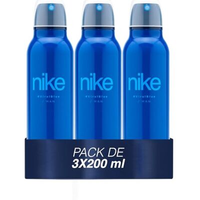 Nike Viral Blue Pack de 3 x 200 ml, Desodorante Hombre Spray, Desodorante Antimanchas para Todo Tipo de Piel, 0% Sales de Aluminio, de Larga Duración, Fragancia Cítrica Nike Viral Blue Pack de 3 x 200 ml, Desodorante Hombre Spray, Desodorante Antimanchas para Todo Tipo de Piel, 0% Sales de Aluminio, de Larga Duración, Fragancia Cítrica