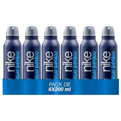 Nike Blue Bamboo Pack de 6 x 200 ml, Desodorante Hombre Spray, Desodorante Antimanchas para Todo Tipo de Piel, 0% Sales de Aluminio, de Larga Duración, Fragancia Aromática Marina Amaderada Nike Blue Bamboo Pack de 6 x 200 ml, Desodorante Hombre Spray, Desodorante Antimanchas para Todo Tipo de Piel, 0% Sales de Aluminio, de Larga Duración, Fragancia Aromática Marina Amaderada