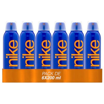 Nike Indigo Pack de 6 x 200 ml, Desodorante Hombre Spray, Desodorante Antimanchas para Todo Tipo de Piel, 0% Sales de Aluminio, de Larga Duración, Fragancia Frutal Amaderada Nike Indigo Pack de 6 x 200 ml, Desodorante Hombre Spray, Desodorante Antimanchas para Todo Tipo de Piel, 0% Sales de Aluminio, de Larga Duración, Fragancia Frutal Amaderada