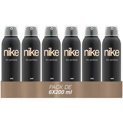 Nike The Perfume Man Pack de 6 x 200 ml, Desodorante Hombre Spray, Desodorante Antimanchas para Todo Tipo de Piel, 0% Sales de Aluminio, de Larga Duración, Fragancia Aromática Amaderada Nike The Perfume Man Pack de 6 x 200 ml, Desodorante Hombre Spray, Desodorante Antimanchas para Todo Tipo de Piel, 0% Sales de Aluminio, de Larga Duración, Fragancia Aromática Amaderada