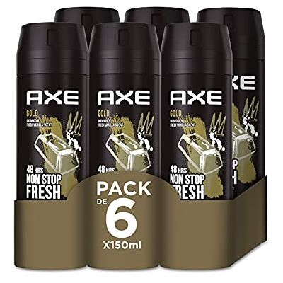 AXE Desodorante para Hombre Bodyspray Gold 150ml Pack de 6 AXE Desodorante para Hombre Bodyspray Gold 150ml Pack de 6