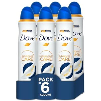 Dove Advanced Care Desodorante Original Protección 72 horas Spray 200ml, pack de 6 unidades Dove Advanced Care Desodorante Original Protección 72 horas Spray 200ml, pack de 6 unidades