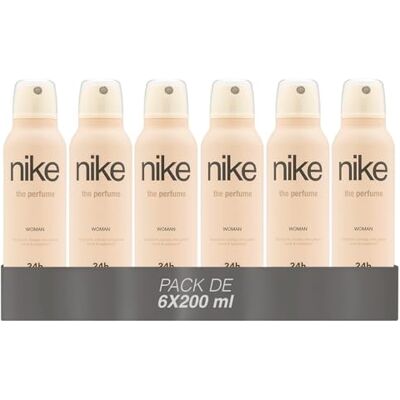 Nike The Perfume Woman Pack de 6 x 200 ml, Desodorante Mujer Spray, Desodorante Antimanchas para Todo Tipo de Piel, 0% Sales de Aluminio, de Larga Duración, Fragancia Oriental Vainilla Nike The Perfume Woman Pack de 6 x 200 ml, Desodorante Mujer Spray, Desodorante Antimanchas para Todo Tipo de Piel, 0% Sales de Aluminio, de Larga Duración, Fragancia Oriental Vainilla