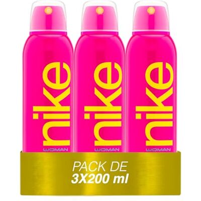 Nike Pink Pack de 3 x 200 ml, Desodorante Mujer Spray, Desodorante Antimanchas para Todo Tipo de Piel, 0% Sales de Aluminio, de Larga Duración, Fragancia Floral Afrutada Nike Pink Pack de 3 x 200 ml, Desodorante Mujer Spray, Desodorante Antimanchas para Todo Tipo de Piel, 0% Sales de Aluminio, de Larga Duración, Fragancia Floral Afrutada
