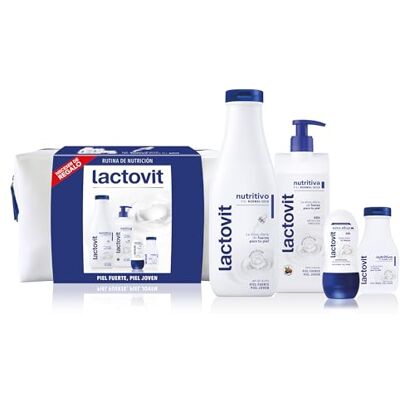 Lactovit Pack Nutritivo – Neceser con Leche Corporal Nutritiva 400 ml, Gel de Ducha 550 ml + 90 ml y Desodorante Roll-On Extra Eficaz 50 ml – Con ProLactic10 – Piel Normal y Seca Lactovit Pack Nutritivo – Neceser con Leche Corporal Nutritiva 400 ml, Gel de Ducha 550 ml + 90 ml y Desodorante Roll-On Extra Eficaz 50 ml – Con ProLactic10 – Piel Normal y Seca