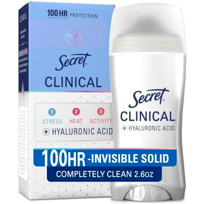 Secret Desodorante y antitranspirante de fuerza clínica para mujeres, sólido invisible, completamente limpio, 2.5 onzas Secret Desodorante y antitranspirante de fuerza clínica para mujeres, sólido invisible, completamente limpio, 2.5 onzas