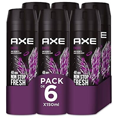 AXE Desodorante en Aerosol para Hombre Bodyspray Excite 150ml Pack de 6 AXE Desodorante en Aerosol para Hombre Bodyspray Excite 150ml Pack de 6
