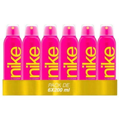Nike Pink Pack de 6 x 200 ml, Desodorante Mujer Spray, Desodorante Antimanchas para Todo Tipo de Piel, 0% Sales de Aluminio, de Larga Duración, Fragancia Floral Afrutada Nike Pink Pack de 6 x 200 ml, Desodorante Mujer Spray, Desodorante Antimanchas para Todo Tipo de Piel, 0% Sales de Aluminio, de Larga Duración, Fragancia Floral Afrutada