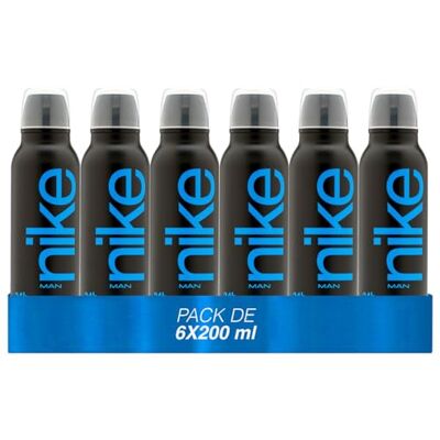 Nike Ultra Blue Pack de 6 x 200 ml, Desodorante Hombre Spray, Desodorante Antimanchas para Todo Tipo de Piel, 0% Sales de Aluminio, de Larga Duración, Fragancia Oriental Floral Nike Ultra Blue Pack de 6 x 200 ml, Desodorante Hombre Spray, Desodorante Antimanchas para Todo Tipo de Piel, 0% Sales de Aluminio, de Larga Duración, Fragancia Oriental Floral