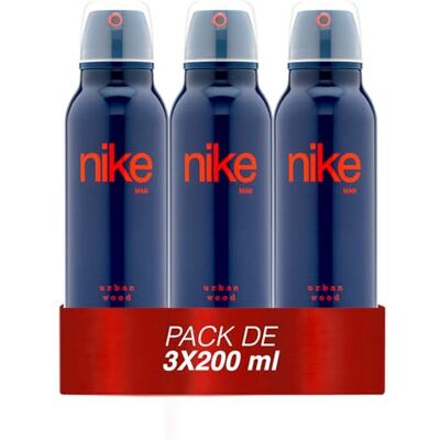 Nike Urban Wood Pack de 3 x 200 ml, Desodorante Hombre Spray, Desodorante Antimanchas para Todo Tipo de Piel, 0% Sales de Aluminio, de Larga Duración, Fragancia Fougére Especiada Nike Urban Wood Pack de 3 x 200 ml, Desodorante Hombre Spray, Desodorante Antimanchas para Todo Tipo de Piel, 0% Sales de Aluminio, de Larga Duración, Fragancia Fougére Especiada