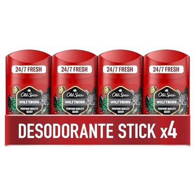 Old Spice Wolfthorn Desodorante En Barra Para Hombres 4x50 ml, Fresco 24 Horas, Todos Los Días Con Uso Diario, Perfume Duradero, Fragancia Excepcional, Protección Contra El Mal Olor Old Spice Wolfthorn Desodorante En Barra Para Hombres 4x50 ml, Fresco 24 Horas, Todos Los Días Con Uso Diario, Perfume Duradero, Fragancia Excepcional, Protección Contra El Mal Olor
