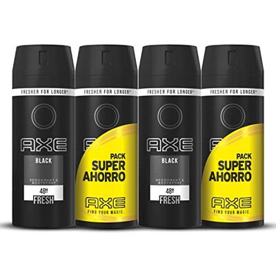 AXE Desodorante Black Pack Duplo Ahorro 2 Paquetes de 2 x 150 ml (Total: 600 ml) AXE Desodorante Black Pack Duplo Ahorro 2 Paquetes de 2 x 150 ml (Total: 600 ml)