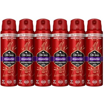 Old Spice Rockstar Desodorante Corporal En Spray Para Hombres 150 ml, Fresco 24 Horas, Todos Los Días Con Uso Diario, Perfume Duradero, Fragancia Excepcional, Protección Contra El Mal Olor Old Spice Rockstar Desodorante Corporal En Spray Para Hombres 150 ml, Fresco 24 Horas, Todos Los Días Con Uso Diario, Perfume Duradero, Fragancia Excepcional, Protección Contra El Mal Olor