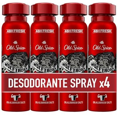 Old Spice PACK X4 Wolfthorn Spray Corporal Desodorante Para Hombres 150 ml Old Spice PACK X4 Wolfthorn Spray Corporal Desodorante Para Hombres 150 ml