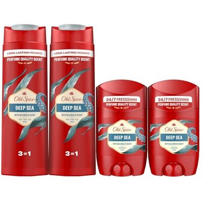 Old Spice Deep Sea Desodorante En Barra Para Hombres 2x50ml + Gel De Ducha Y Champú 2x400ml, Todos Los Días Con Uso Diario, Perfume Duradero, Fragancia Excepcional, Protección Contra El Mal Olor Old Spice Deep Sea Desodorante En Barra Para Hombres 2x50ml + Gel De Ducha Y Champú 2x400ml, Todos Los Días Con Uso Diario, Perfume Duradero, Fragancia Excepcional, Protección Contra El Mal Olor