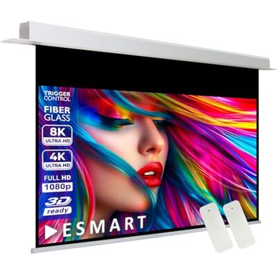 ESMART Expert CSX Pantalla empotrable, Ancho Total 238 cm, Tela: Blanca Área de proyección 186 × 105 cm, formato 16:9, tela blanca para cine en casa y presentaciones, mando a distancia ESMART Expert CSX Pantalla empotrable, Ancho Total 238 cm, Tela: Blanca Área de proyección 186 × 105 cm, formato 16:9, tela blanca para cine en casa y presentaciones, mando a distancia