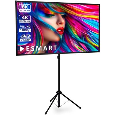 ESMART Expert X-Type Pantalla con trípode, Ancho Total 183 cm, Tela: Blanca Área de proyección 177 × 100 cm, formato 16:9, tela blanca para cine en casa y presentaciones, uso móvil ESMART Expert X-Type Pantalla con trípode, Ancho Total 183 cm, Tela: Blanca Área de proyección 177 × 100 cm, formato 16:9, tela blanca para cine en casa y presentaciones, uso móvil