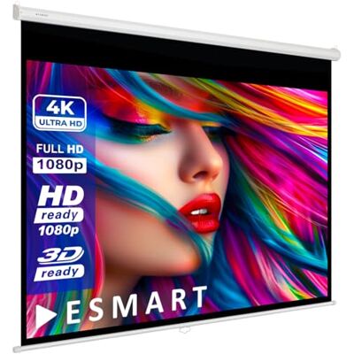 ESMART Economy EXR Pantalla Manual, Ancho Total 257 cm, Tela: Blanca Área de proyección 240 × 180 cm, formato 4:3, tela blanca para cine en casa y presentaciones, extracción manual ESMART Economy EXR Pantalla Manual, Ancho Total 257 cm, Tela: Blanca Área de proyección 240 × 180 cm, formato 4:3, tela blanca para cine en casa y presentaciones, extracción manual
